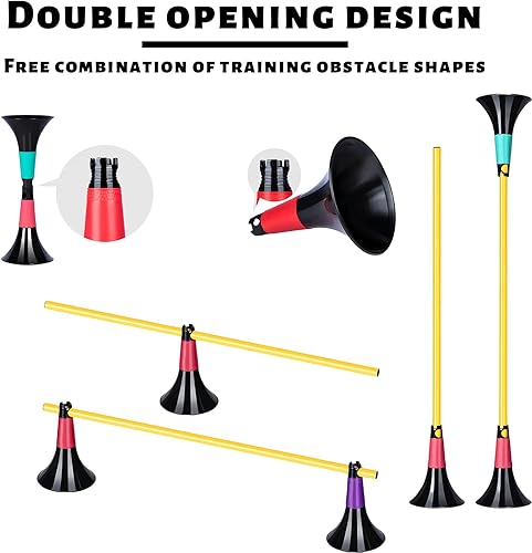 Miniatura 2 de Conos de obstáculos cónicos de doble apertura para entrenamiento deportivo, 8 conos y 8 postes, adecuados para varios equipos de entrenamiento