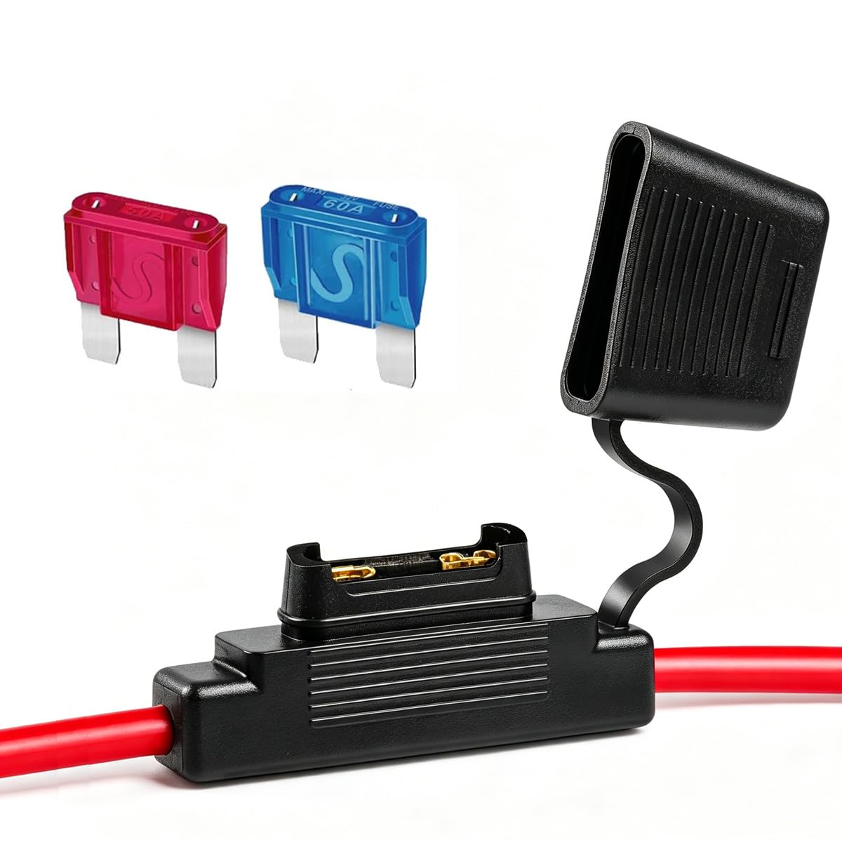 Gebildet Inline Maxi Fuses Holder 8 Gauge AWG Tin Plated Copper 12V Holder with 50A 60A Maxi APX IP67 Waterproof