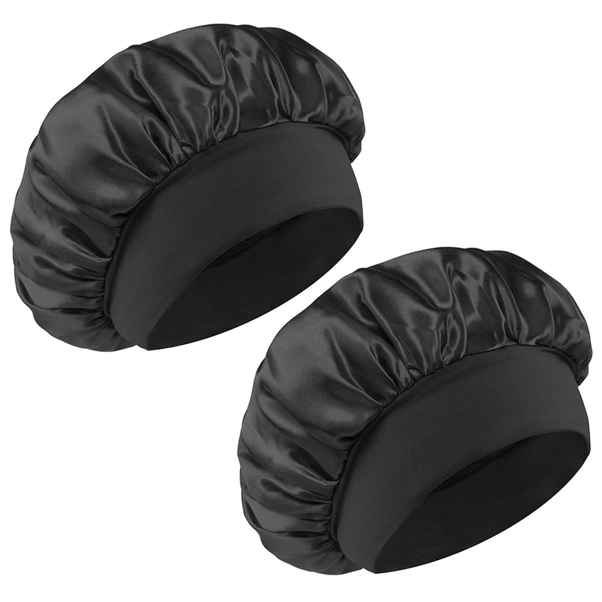 2 PCS Satin Hair Bonnet for Women | Elastic and Reusable Shower Hair Caps | Satin Bonnet for Sleeping Women, Shower Caps | Double Layers Hair Cap |