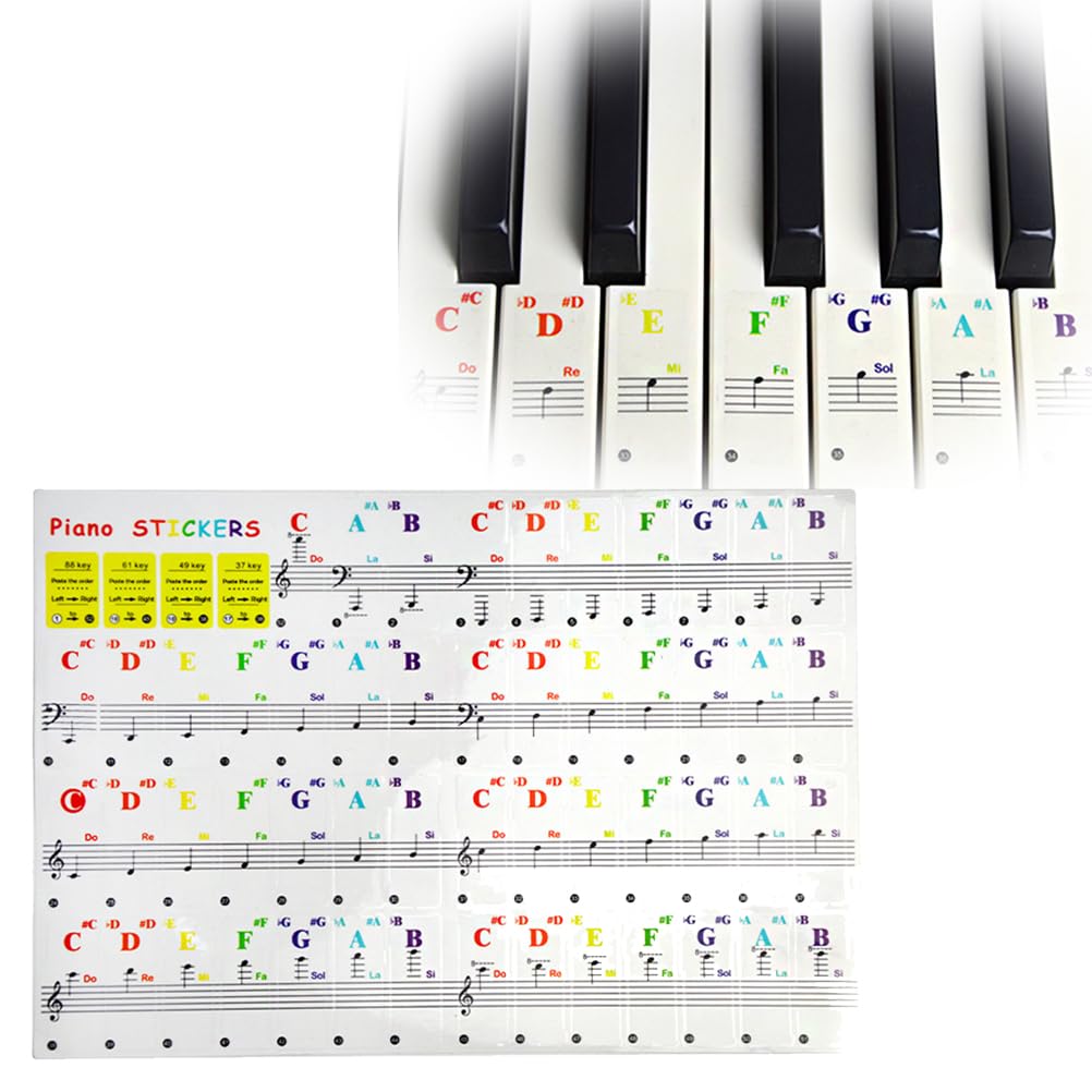 Klavier Keyboard Noten Aufkleber für 88/76/61/54/49/37 Tasten Farbige Klavieraufkleber für Keyboards Piano Kinder Lernen Anfänger
