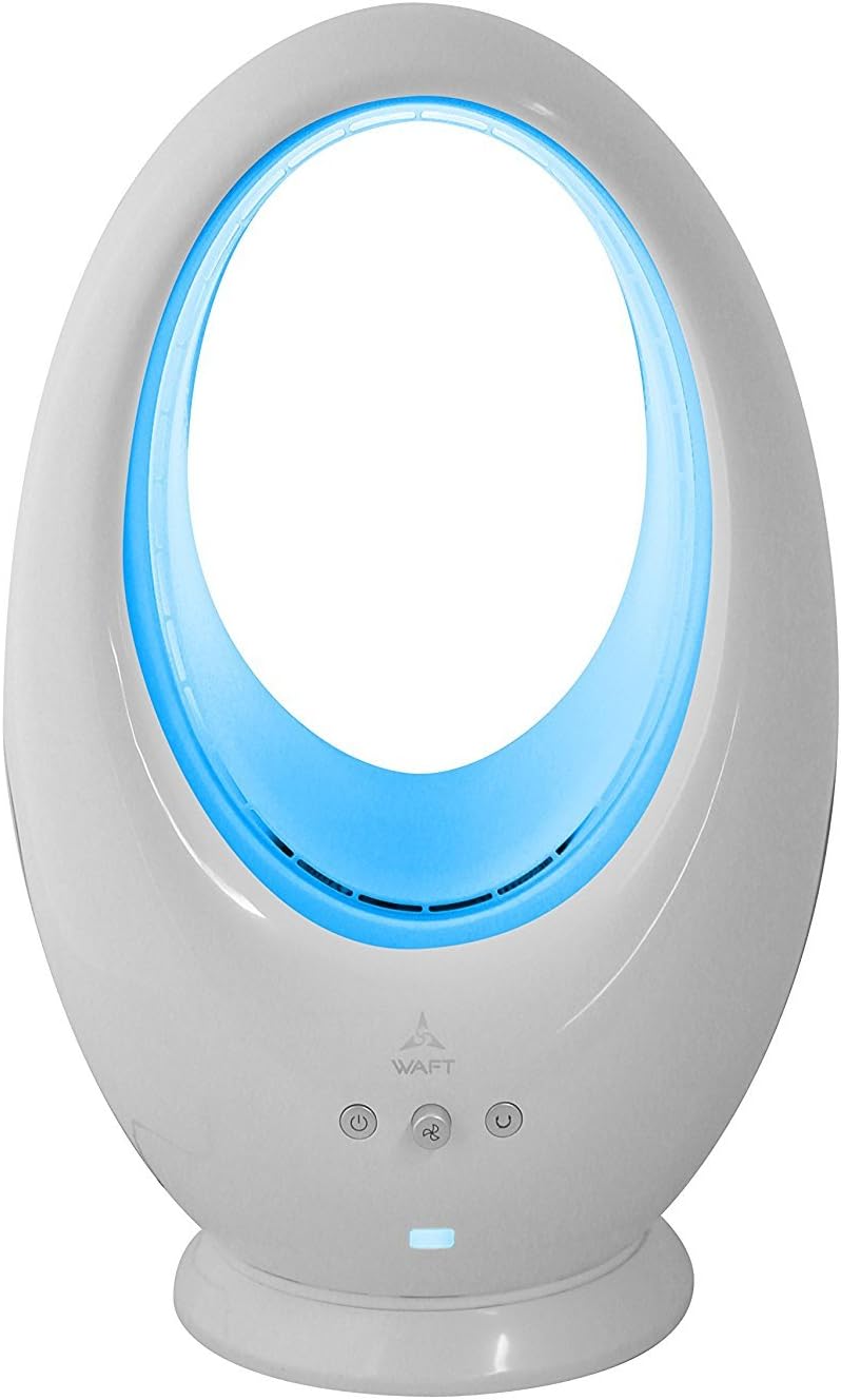Bladeless Fan By, Oscillating Fan Alternate Between 16 Colors Decorative LED Light, Remote Control Included (Silver)