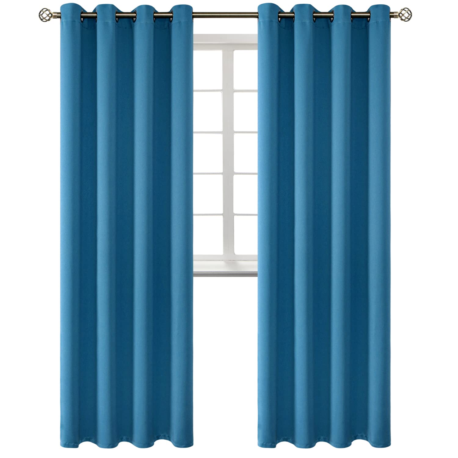 BGment Blackout Curtains - Grommet Thermal Insulated Room Darkening Bedroom and Living Room Curtains, Set of 2 Panels (52 x 95 Inch, Steel Blue)