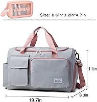 Vista 256 de Pequeña bolsa de gimnasio para mujer, bolsa de viaje con compartimento para zapatos