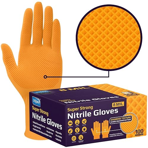 Inspire Heavy Duty Orange Nitrile Gloves | ULTRA 8 Mil