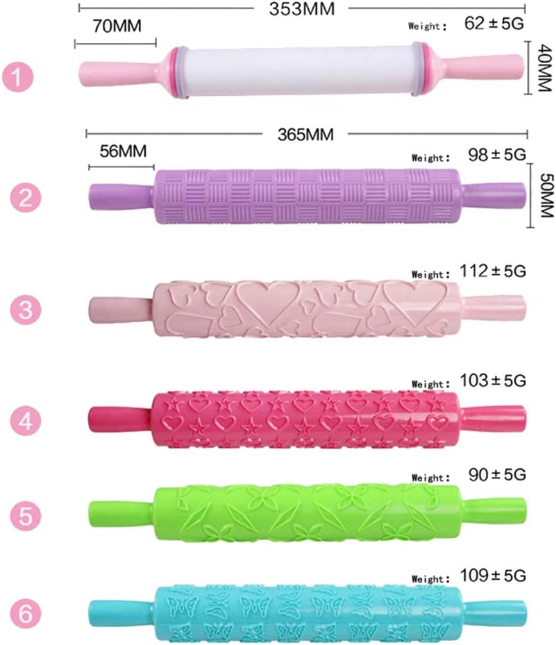 Kani Cake Decorating Embossed Rolling Pins, 12pcs Fondant Cake Paste Decorating Tool, Textured Non-Stick Designs and Patterned, Ideal for Baking Fondant, Pizza, Cookies, Pastry