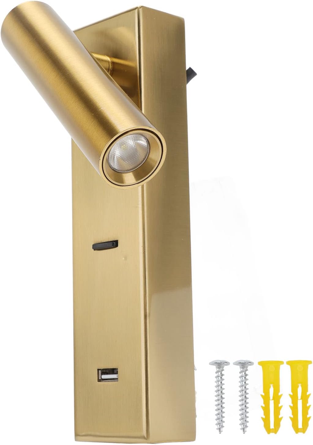 LED Wall Mounted Reading Light, Rechargeable, Adjustable Angle, White - Minimalist Design, USB Charging Port, Ideal for Bedroom and Hotel, Wall sconces Lights for Living Room (White Lighting)