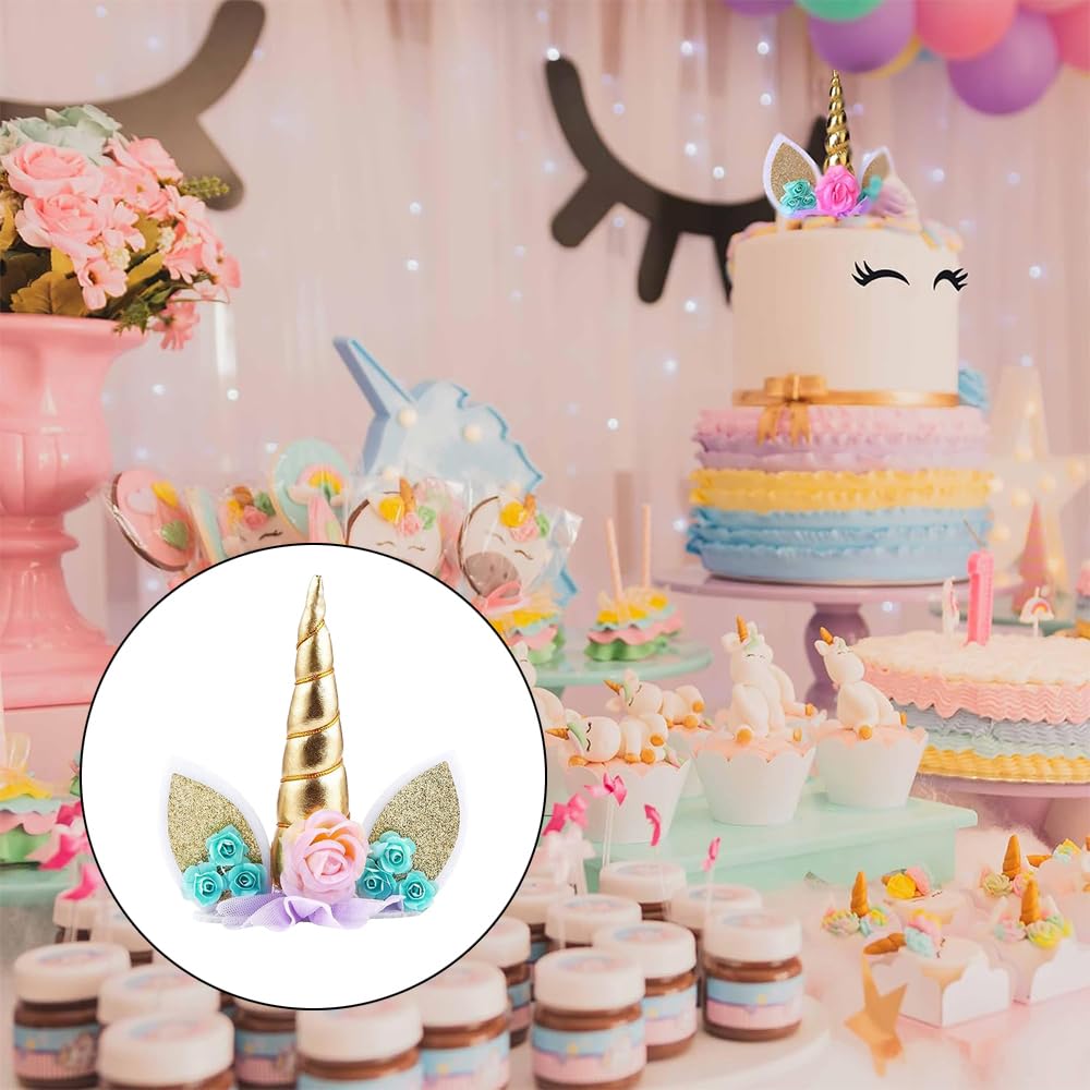 Golden Unicorn Cake Topper Set, 10 cm - Image 4