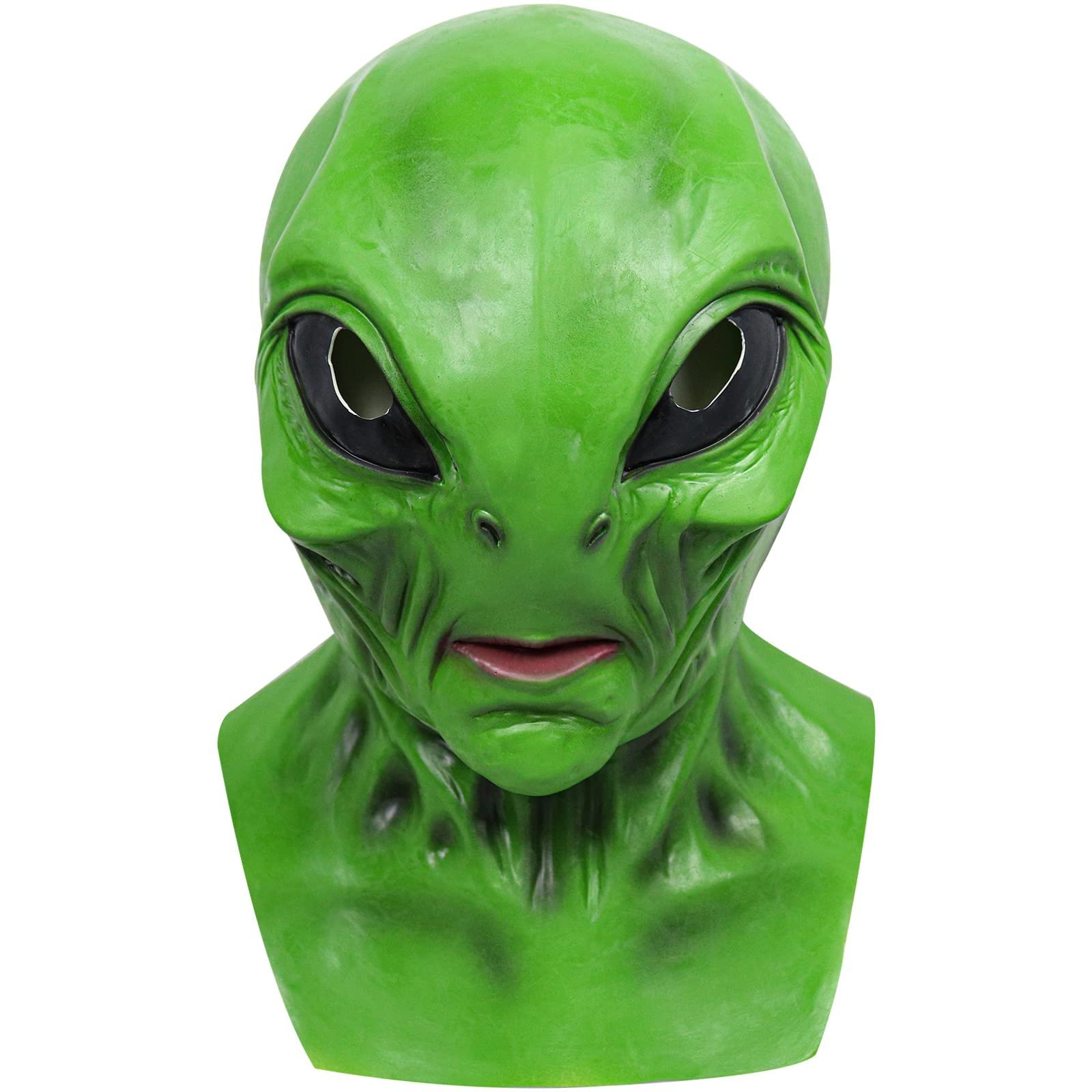 2023 Halloween elegante Y/2K Halloween Alien Hood Hood Realista Ridé Full Hood Cosplay traje Props Alien Toys Accesorios Máscaras (Multicolor, One Size)