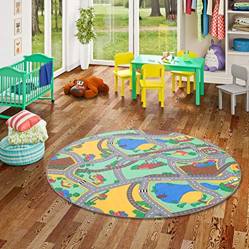 Snapstyle Alfombra Infantil Carretera - Verde - 4 tamaños