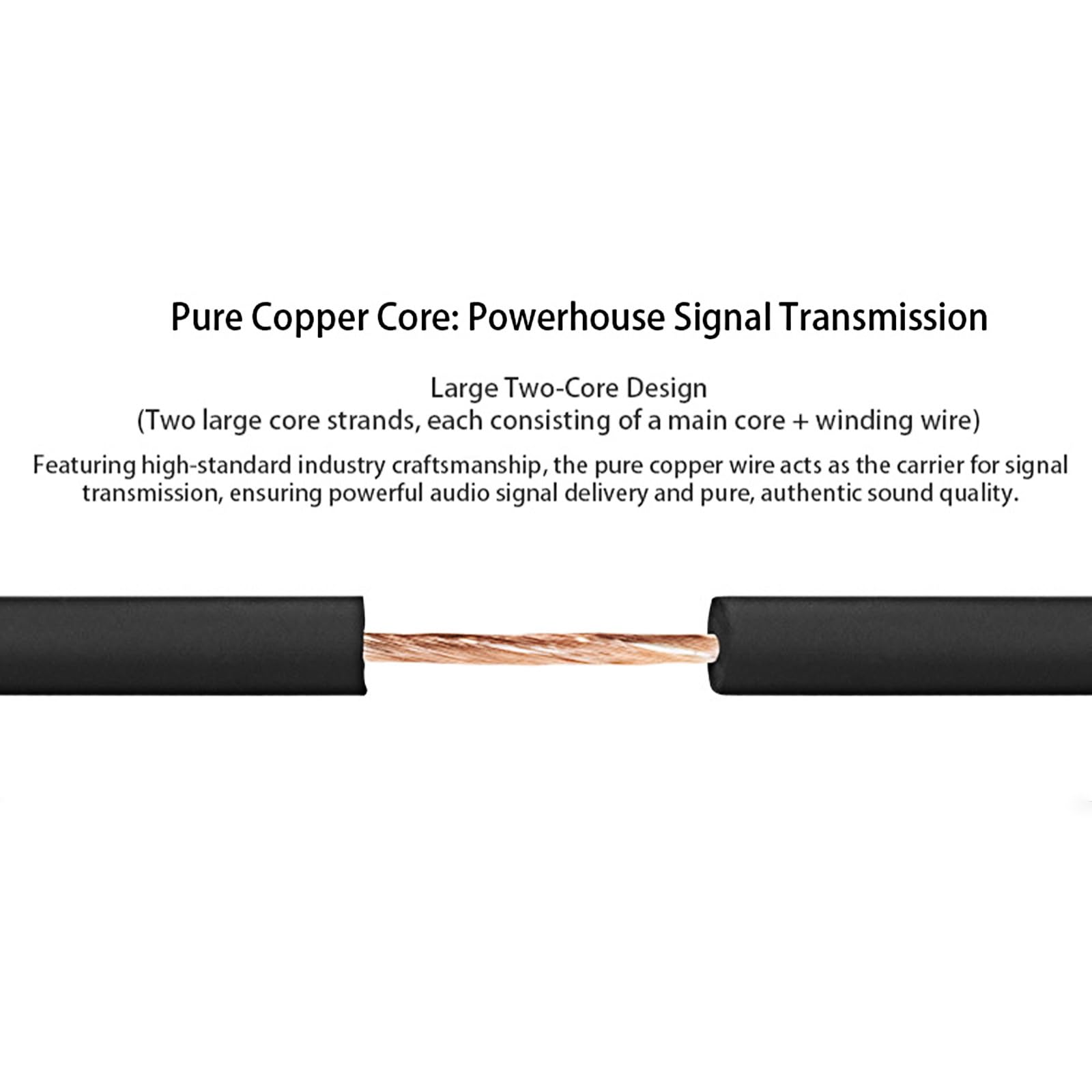 Cable de audio estéreo macho de 1/8 pulgadas a doble 1/4 mono macho, 3,5 mm TRS a doble 6,35 mm TS Y cable de separación, chapado en oro, resistente [50 pies]