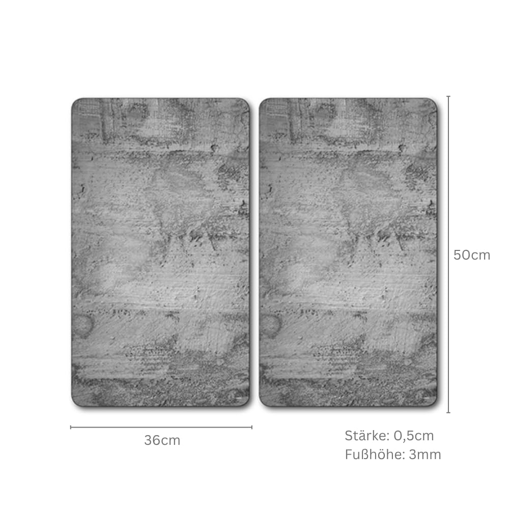 Kesper | Multi-Glasschneideplatte 2er Pack, Material: Glas, Maße: 52 x 30 x 0.5 cm, Motiv: Beton, Farbe: Grau | 36540 13