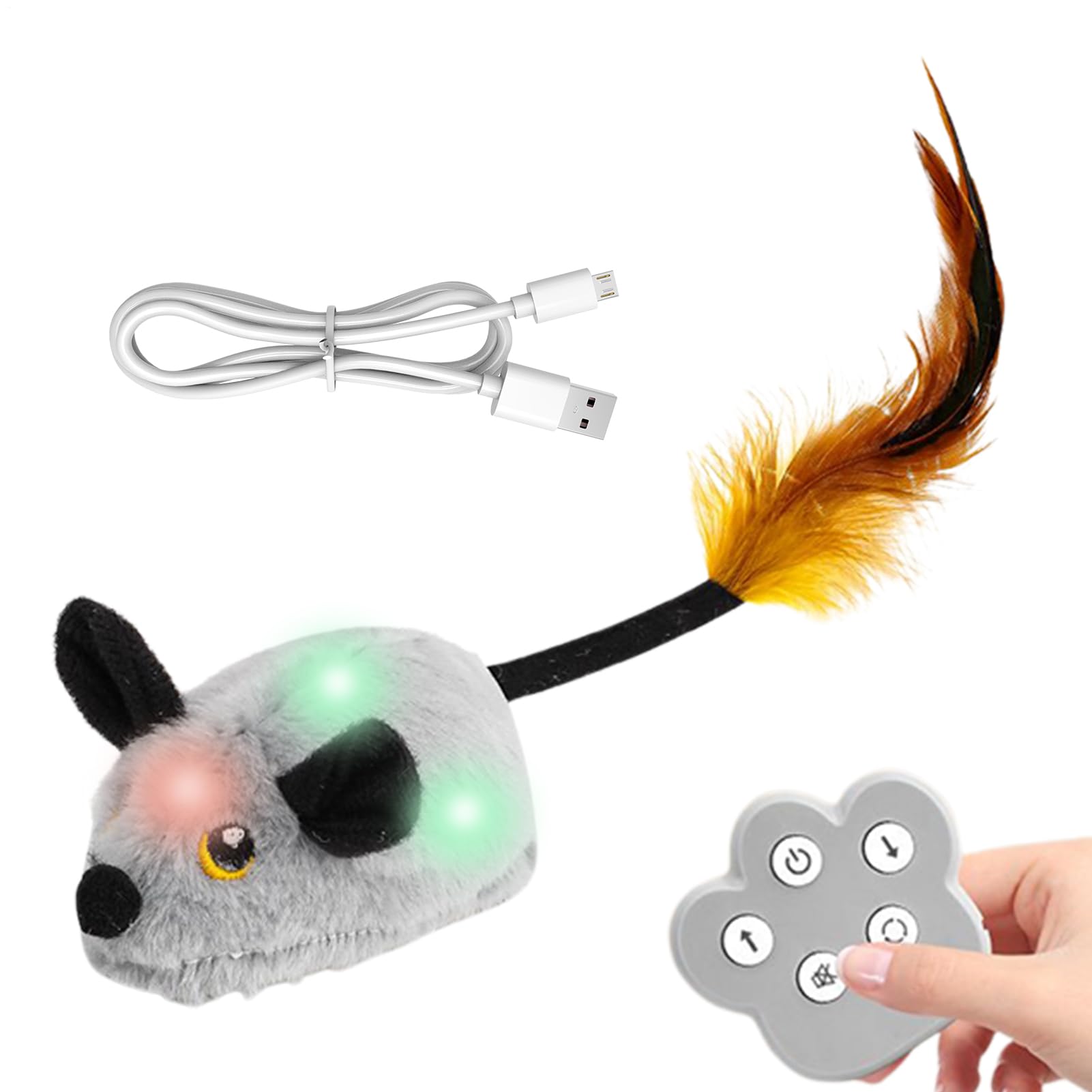 Jouet électrique pour chat souris interactive télécommandée peluche rechargeable pour appartement