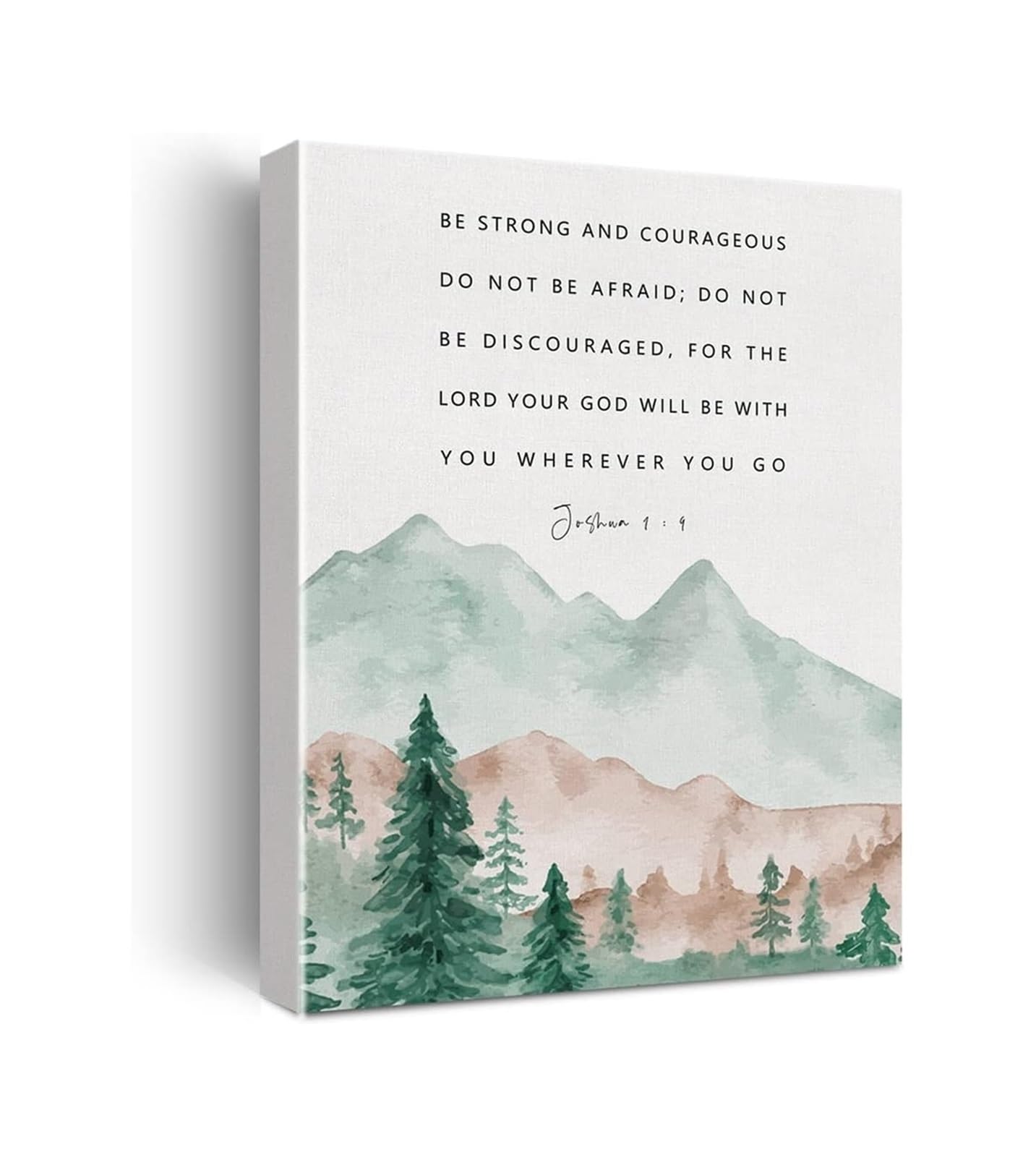 EKFBQBGW Bible Verse Watercolor Canvas, Be Strong and Courageous Joshua 1:9 Art for Home Office Decor Framed,08x12inch(20x30cm)