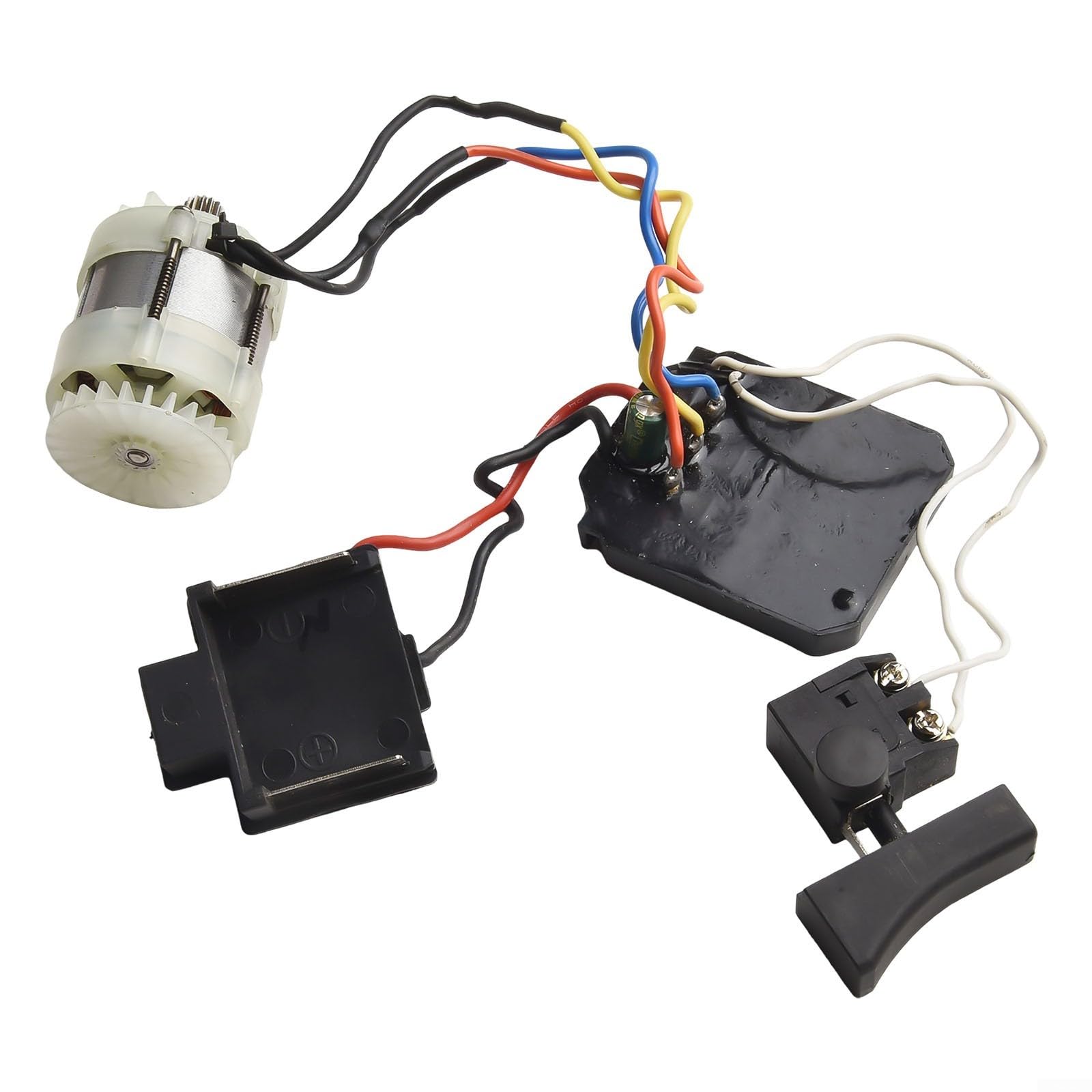 Conjunto de motor de repuesto para motosierras eléctricas con engranaje de 14 dientes y construcción de metal sólido, pieza de herramienta eléctrica de una sola mano en plata negra (A)