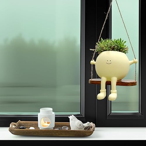 Miniatura 4 de Maceta de cara para suculentas, macetas pequeñas, maceta de regalo con orificio de drenaje, maceta de plástico única con cara, maceta novedosa,