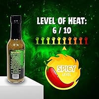 Vista 3 de Hellfire Hot Sauce Infierno De Ajo Verde - Salsa Verde de ajo Gourmet Salsa picante con pimientos verdes Carolina Reaper, 5 onzas