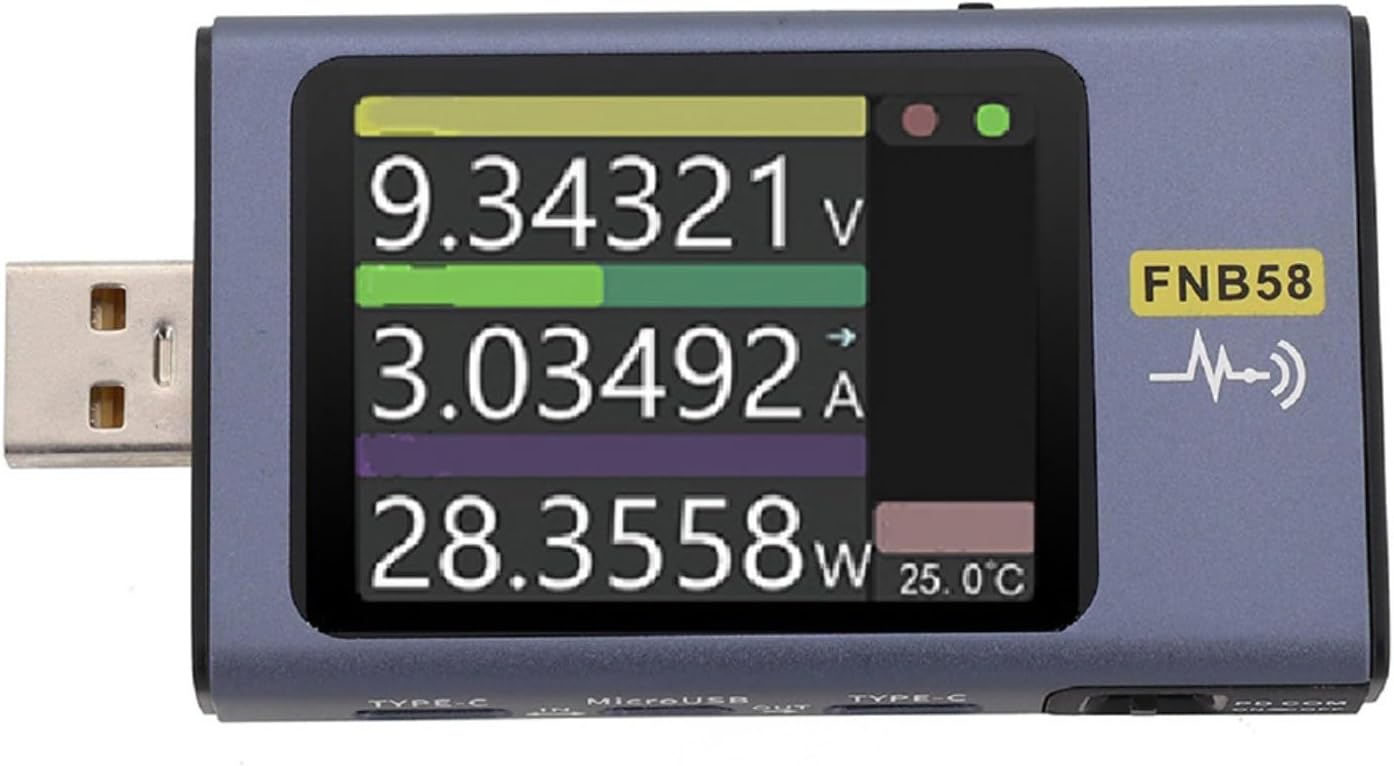 FNB58 Digital USB Tester Voltmeter Ammeter Power Meter Compatible Multimeter With LCD Display For Fast Charging Protocol Detection 4-28V 0-7A