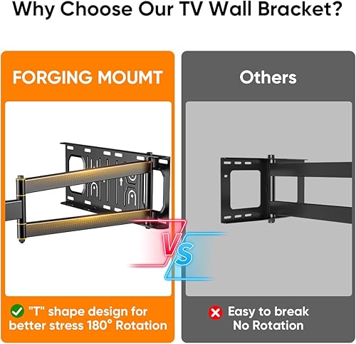 Miniatura 6 de FORGING MOUNT Soporte de TV de esquina con brazo largo de 25.6 pulgadas, soporte de pared de movimiento completo horizontal a vertical, soporte de