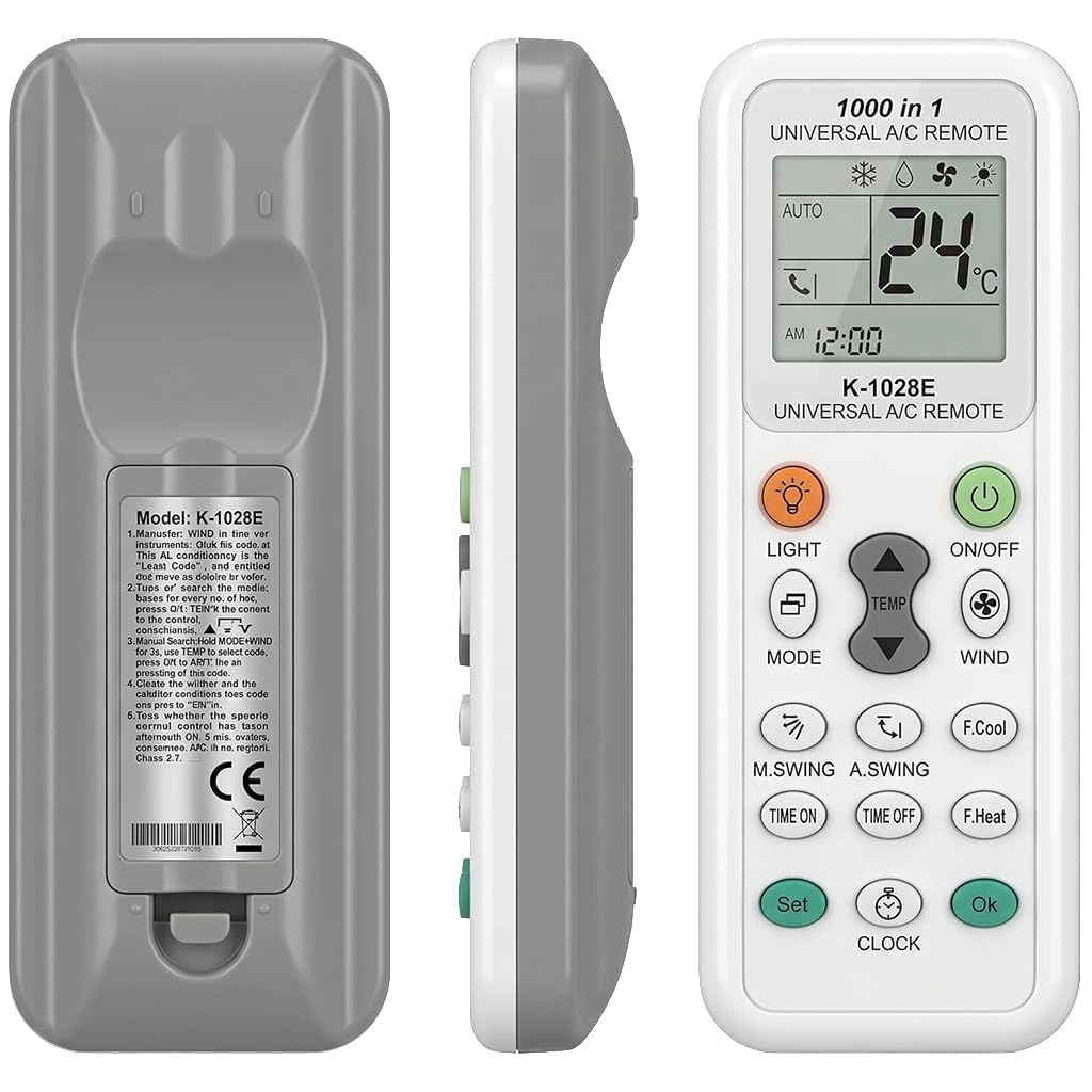 Mando Aire Acondicionado Universal K-1028E 1000 en 1 Pantalla LCD | Cuenta con Temporizador, Reloj y Refrigeración Rápida, Compatible con LG, Samsung, Gree, Toshiba, Haier, Midea y Más Marcas en oferta en Amazon