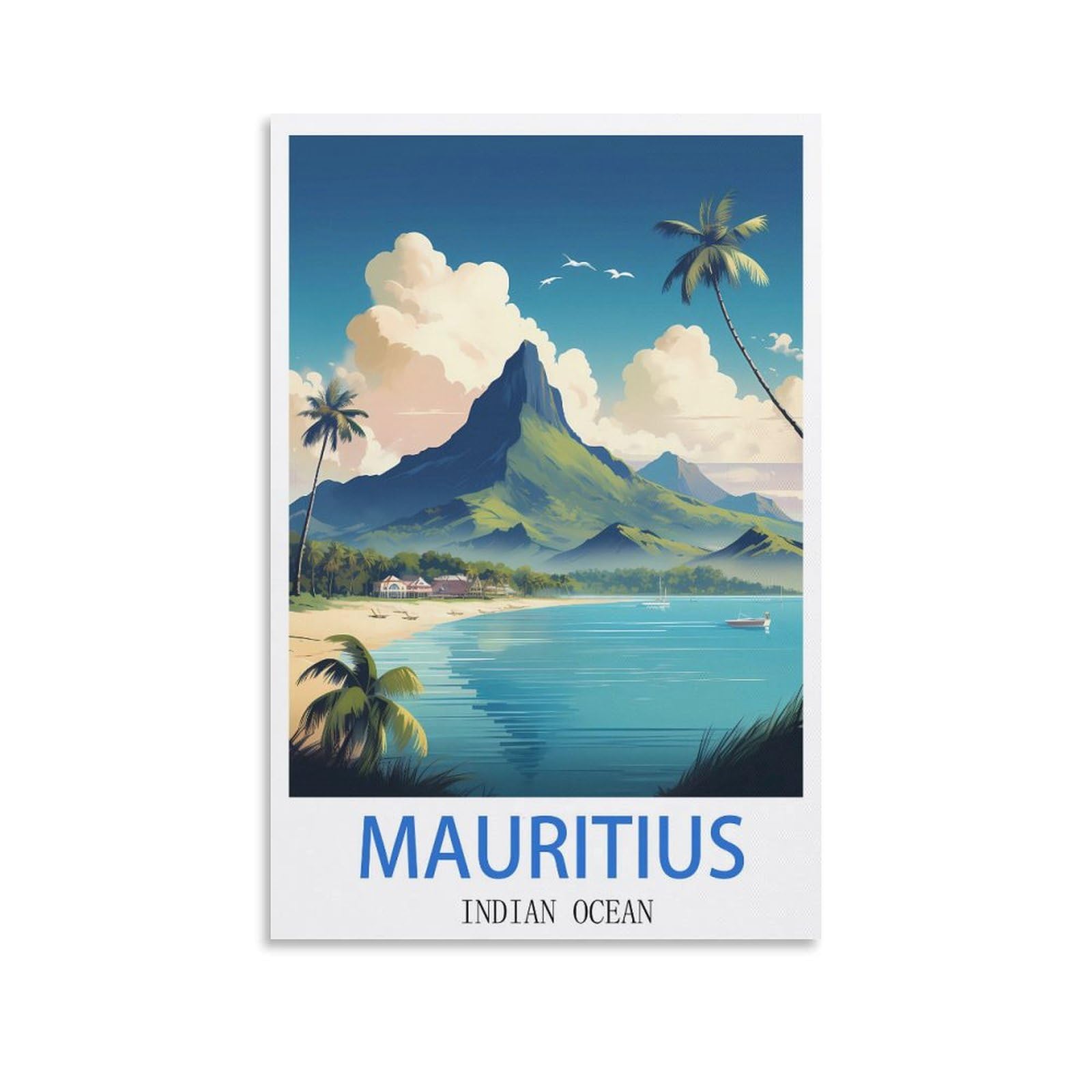 CYYHGEE Mauritius Vintage Travel Poster 08x12inch(20x30cm) Canvas Poster Wall Art Living Room Home Decor