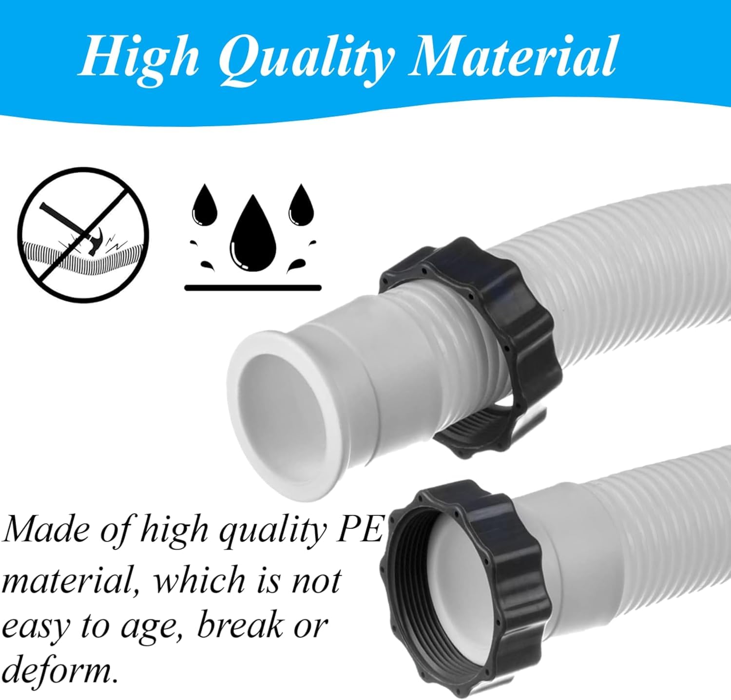 Poolschlauch 38mm 2er Set - 150cm Flexibler Schwimmbadschlauch für Intex Sandfilterpumpe, Filterpumpe, Poolpumpe - Ersatzschlauch für Pool-Sandfilteranlage - Zubehör für Poolreinigungsysteme