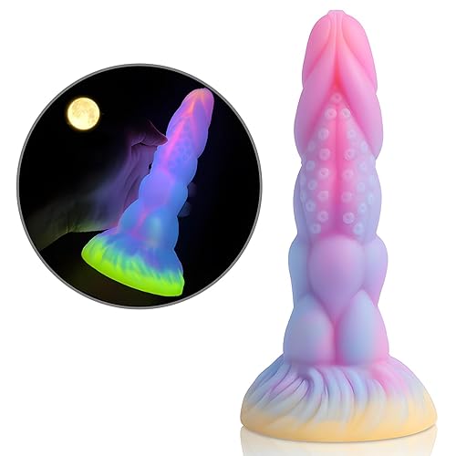 8.2" Realistic Dildo Monster Alien Dragon Dildo Luminou Glow in The Dark, Fantasy Silicone Knot Dildo Thick Creature Cocks Adult Toys for Women Men Wedding Gift