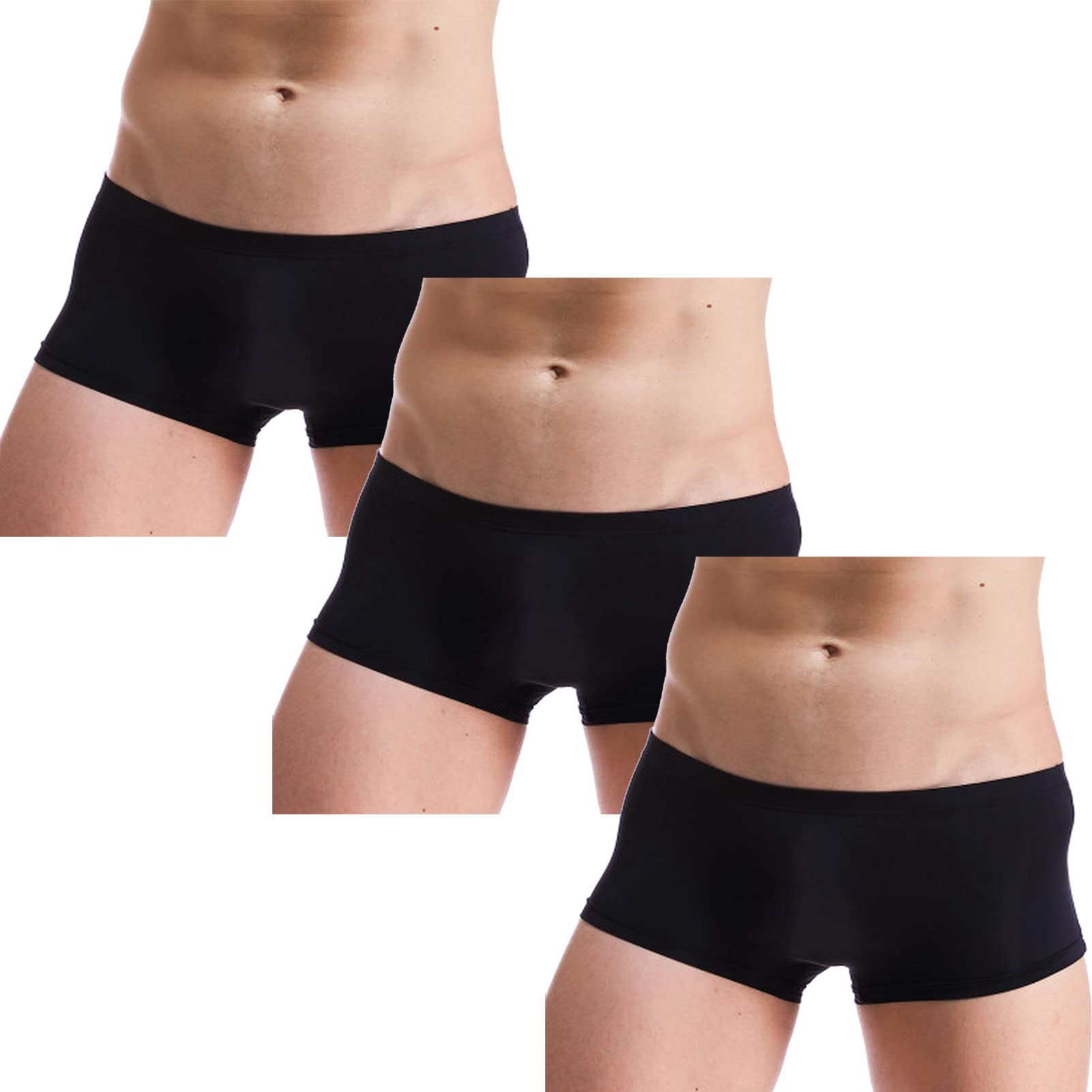 Faringoto Men's Sexy Seamless Underwear Men's Ice Silk Thong U Bulge Pouch Breathable Black