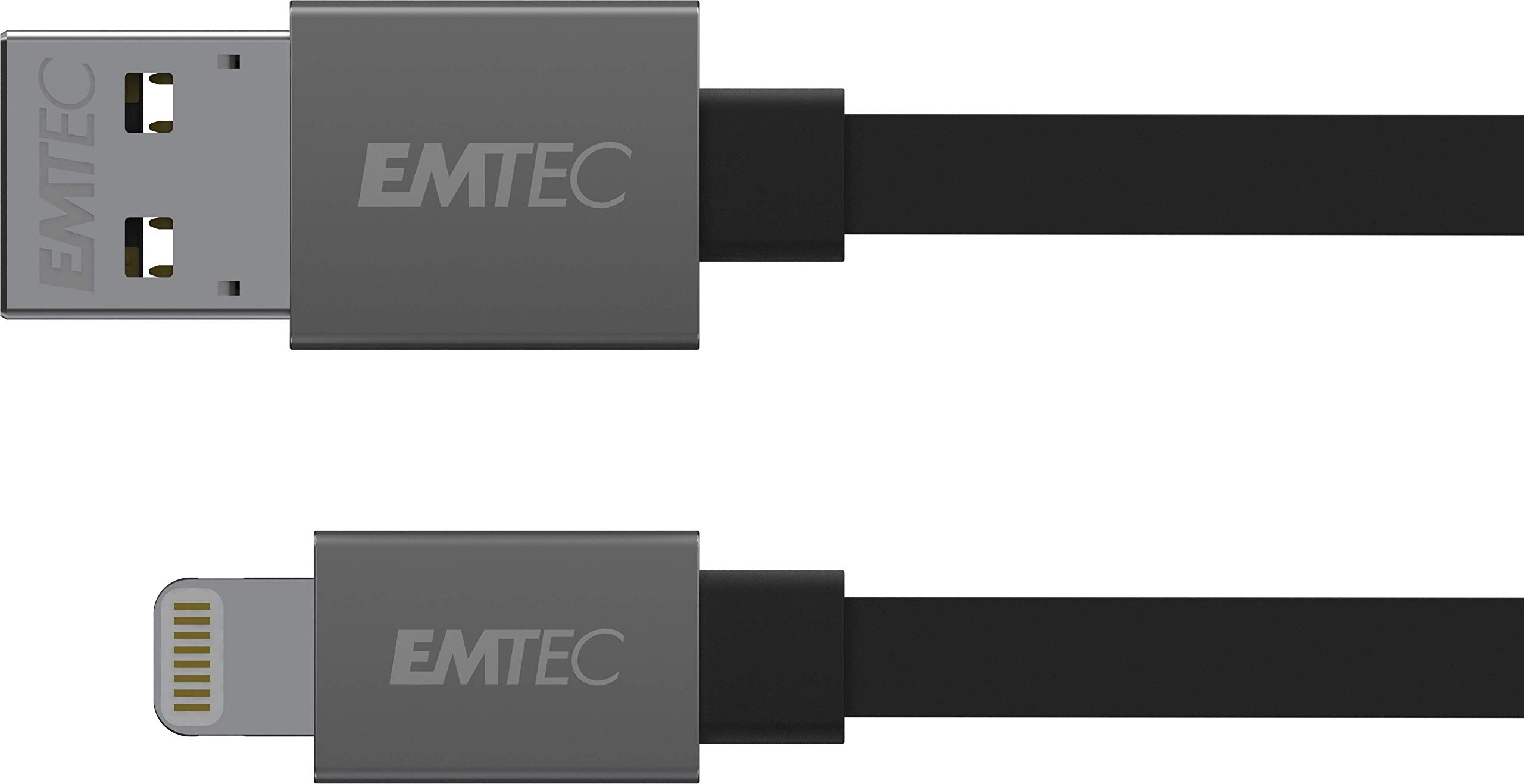 Emtec ECCHAT700AP Cavo USB 3-in-1 120cm – USB-A A Lightning, Micro-USB E Type-C, Ricarica Rapida 3A, Nero