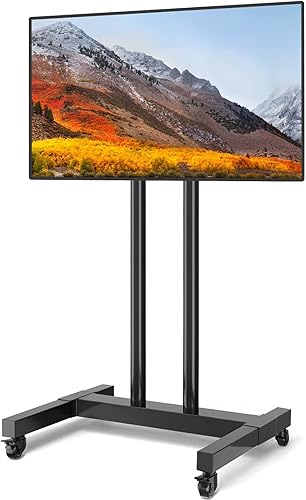 Mobile TV Stand with Wheels for 32-75 Inch Plasma LCD LED OLED Flat Curved Screen TVs, Height Adjustable Trolley Floor Stand Holds up to 99 lbs,