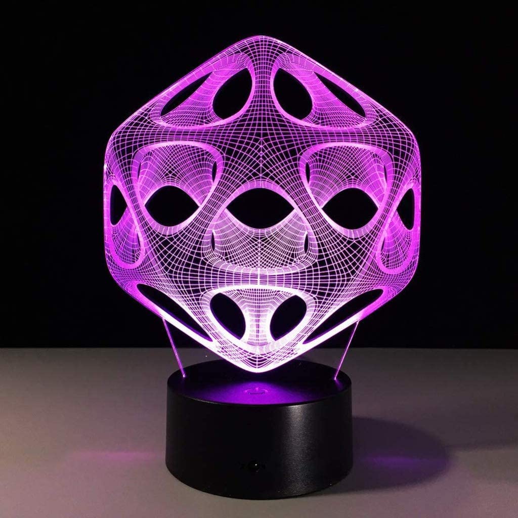 Veilleuse visuelle 3D, 7 couleurs changeantes avec interrupteur tactile, lampe de table