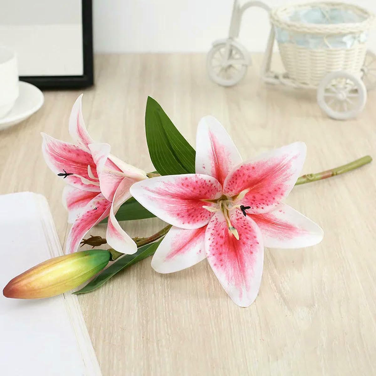 AYHTUD Lifelike Faux Lily Arrangement - Artificial Lily Stems with Vivid Details for Bedroom, Tabletop, Event Decor-13