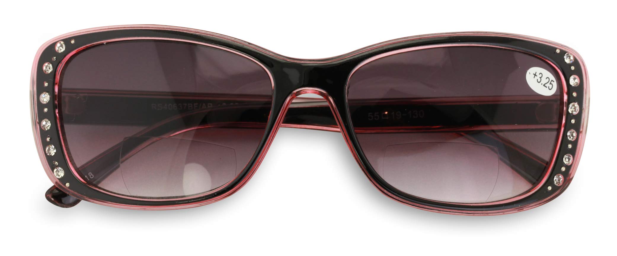 V.W.E. Women Bifocal Reading Sunglasses Reader Glasses Fashion Rhinestone Translucent