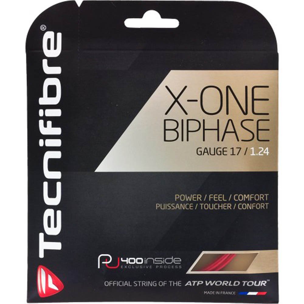 Technifibre X-One Biphase 17g Red Medium Nylon Tennis Racket String - 2 Packs