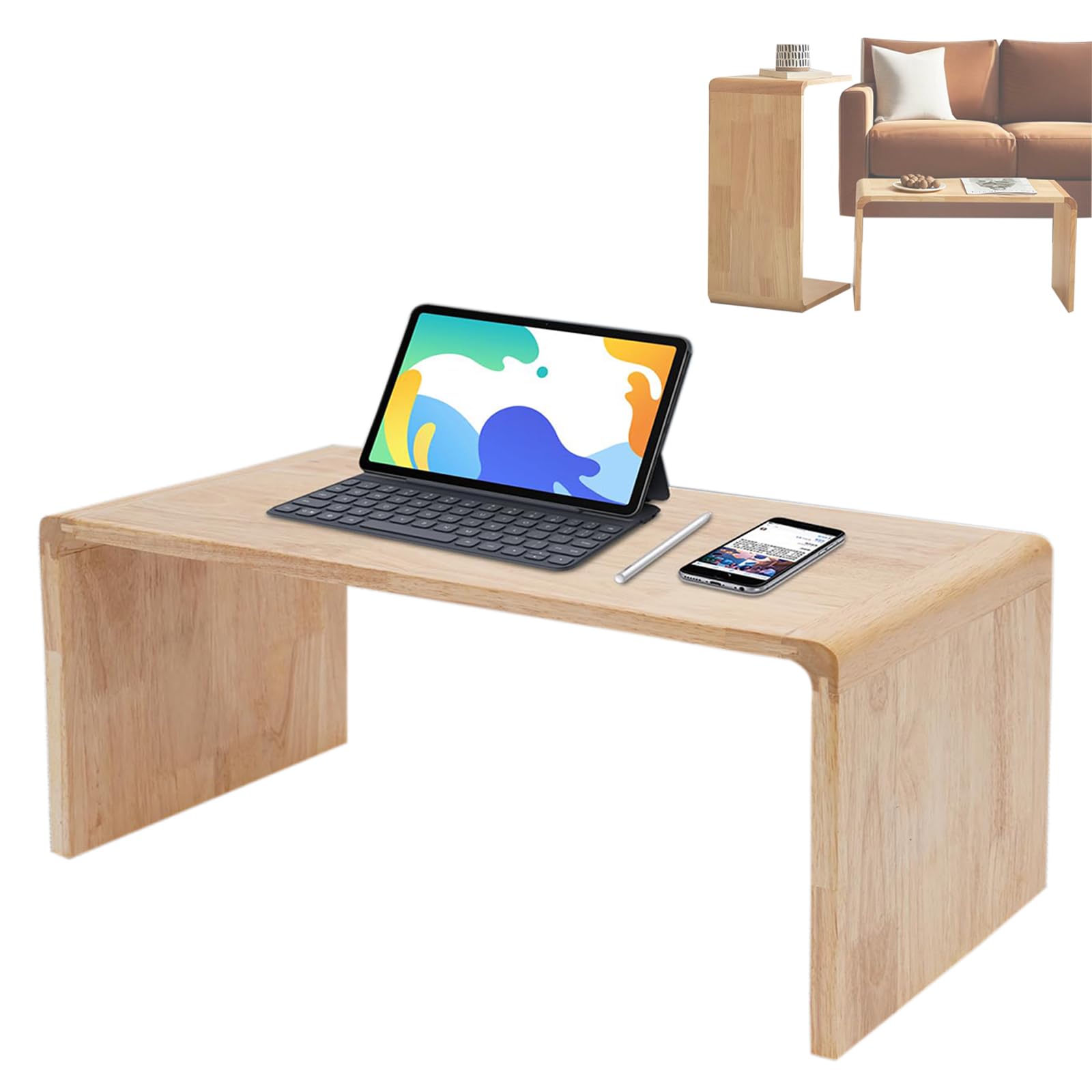 Table d'appoint chêne massif design peu encombrant petit salon Cact