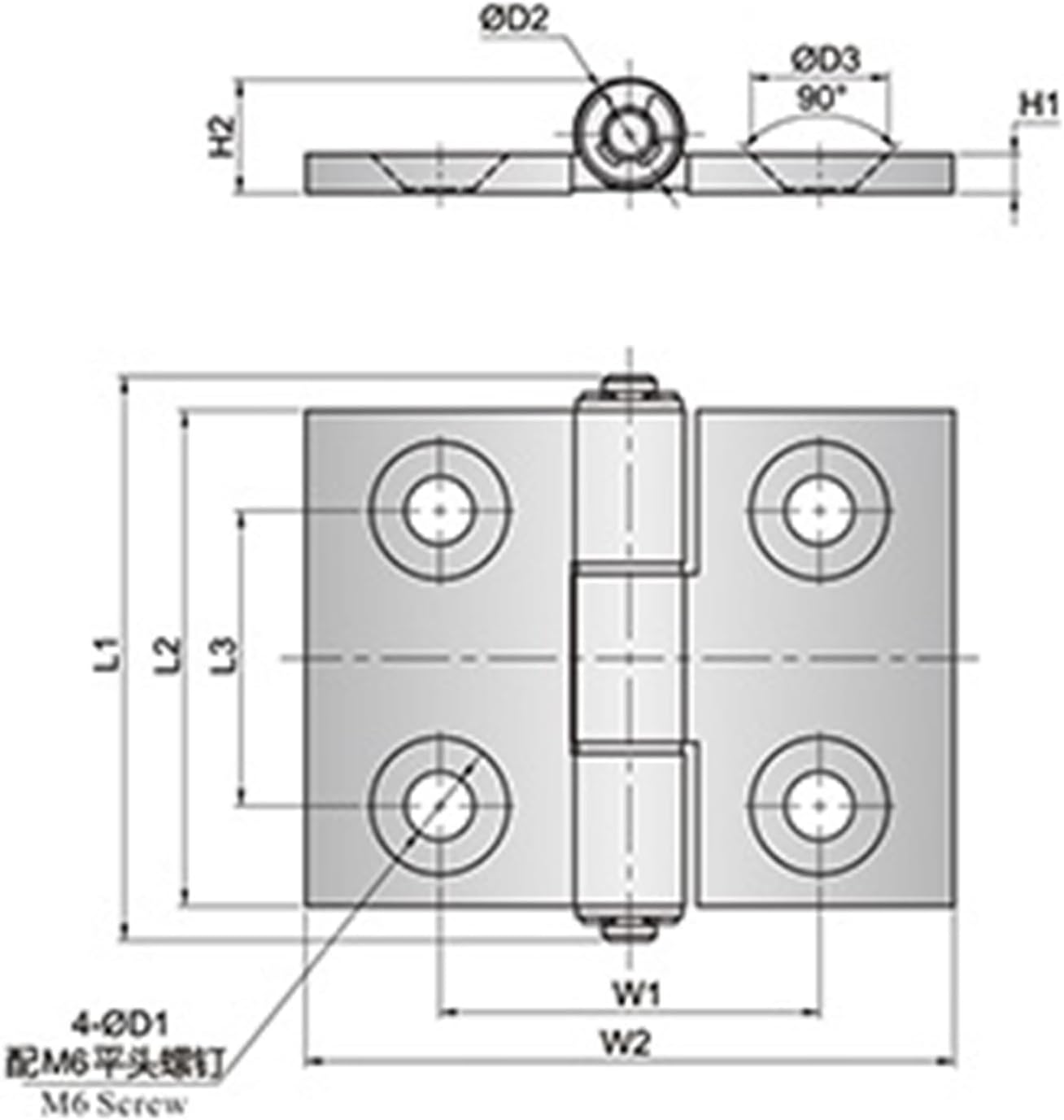 180 Degree Black White Coated Cabinet Door Industrial Heavy Equipment Door Die Cast Zinc Butt Hinge 1Pcs