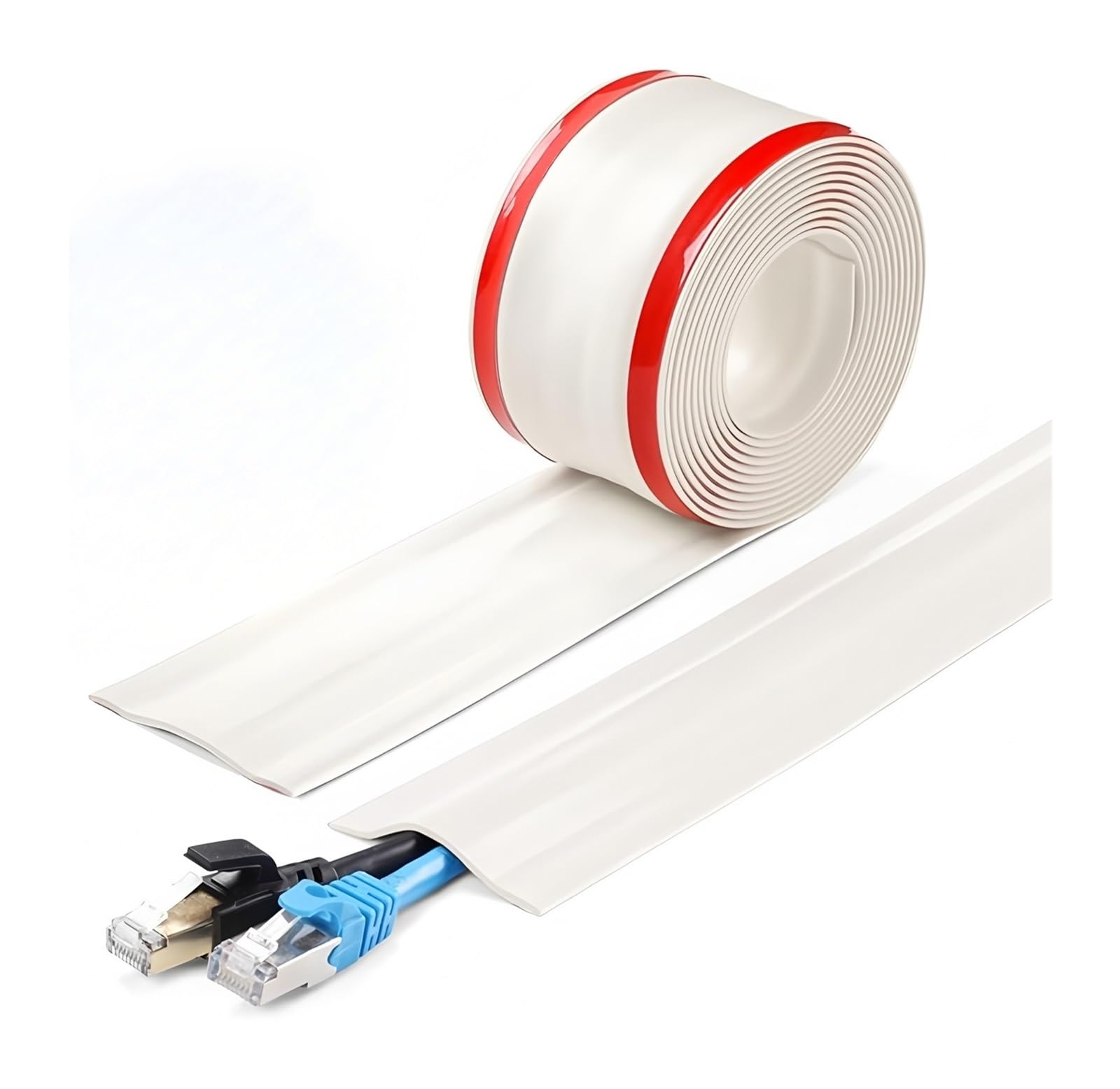 Pasacables Suelo Gestión de Cables, Cubierta Protectora for disposición de Cables, Tira de protección, Cinta Adhesiva Suave autoadhesiva for Ocultar Cables de Suelo de PVC