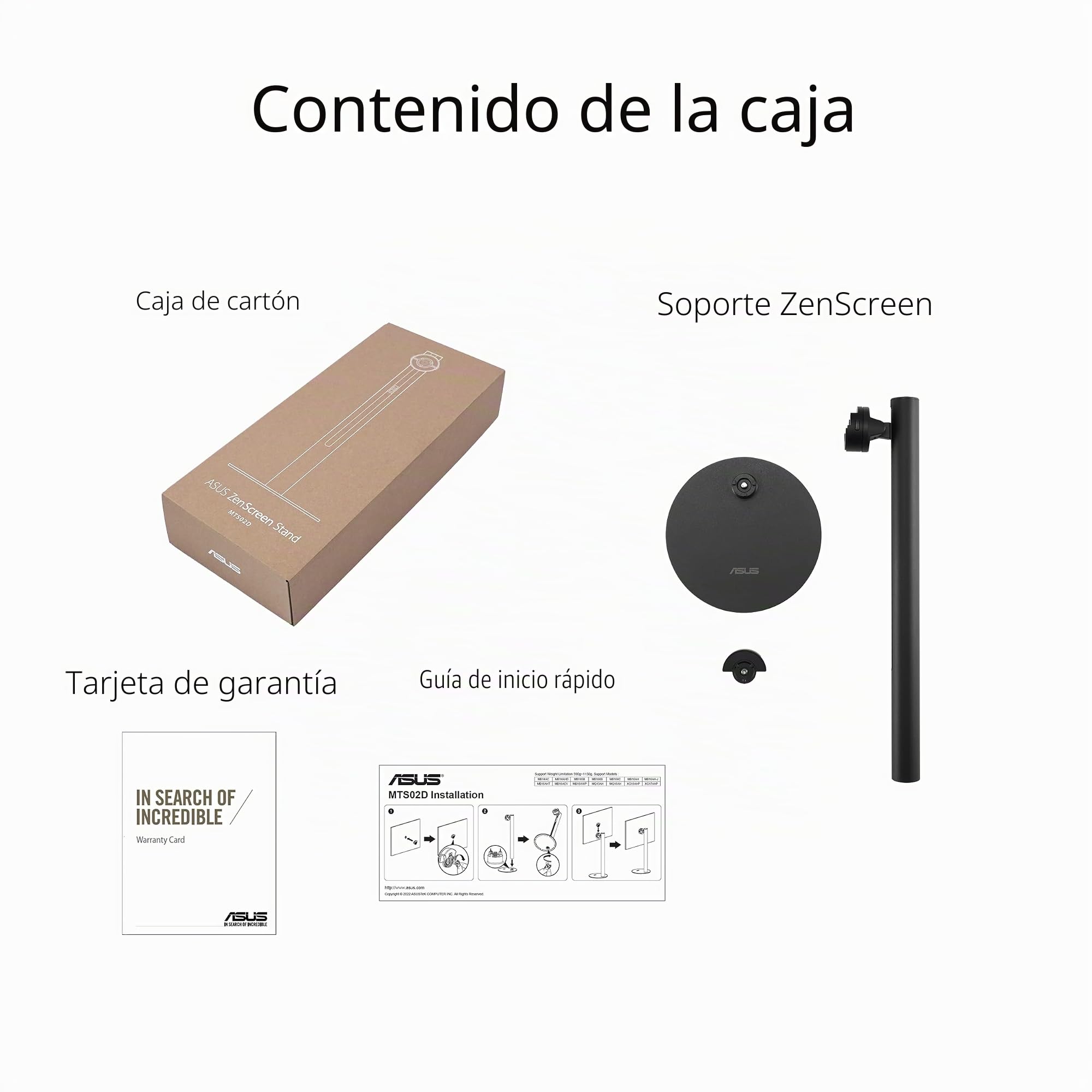 ASUS ZenScreen Stand MTS02D - Soporte ergonómico para monitores portátiles, inclinación, pivote, ajustes de altura, compatible con trípode de 1/4 pulgadas, configuración de trabajo desde casa, oficina