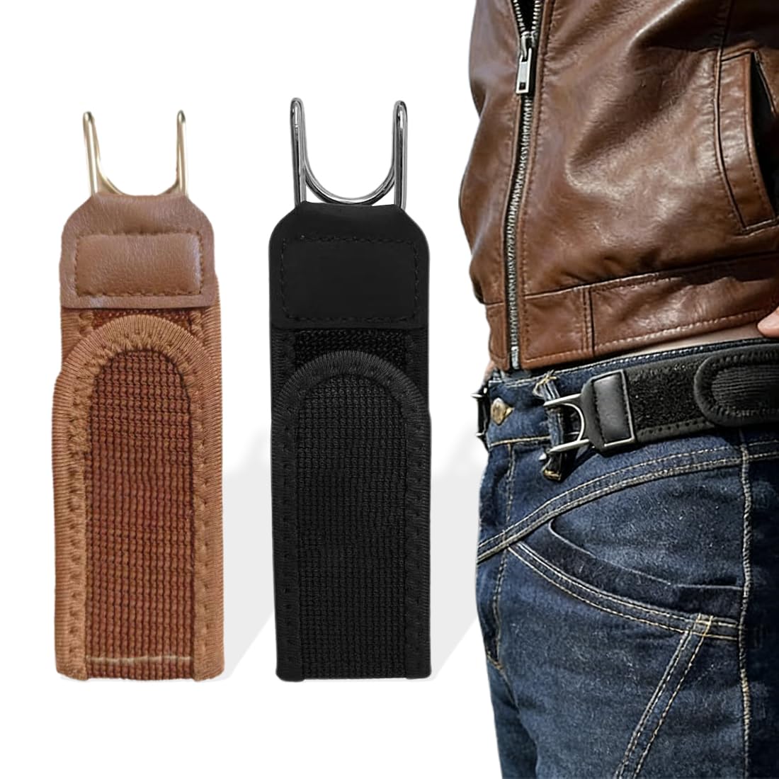 MOLZINY 2 Pezzi Cintura Senza Fibbia Kit Cintura Elastica Tattica con Gancio in Metallo Cintura in Vita Invisibile per Uomini e Donne per Lavoro Tempo Libero