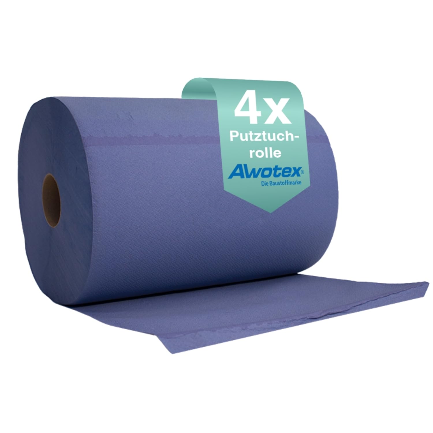 4 x Putztuchrolle blau I 3-lagig-verleimte Papierrolle-Werkstatt mit 500 Abrissen I saugstarke Putzpapierrolle I reißfeste Mehrzwecktücher aus 100% Recyclingmaterial I Werkstatt Tücher