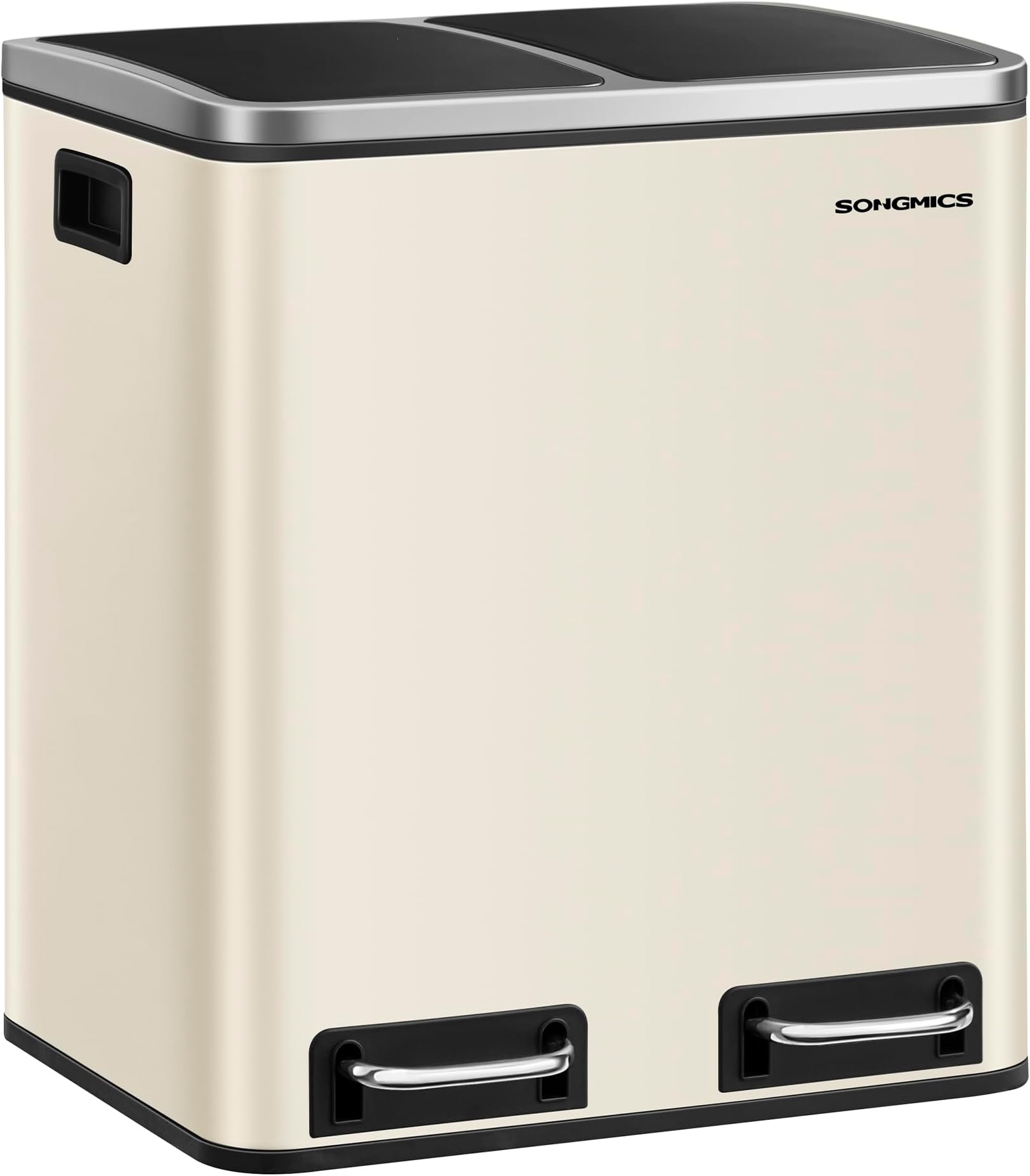 Poubelle De Cuisine Double 2x30L SONGMICS - Acier, Fermeture Douce, Pédale, Seaux Amovibles, Idéale Pour Le Tri