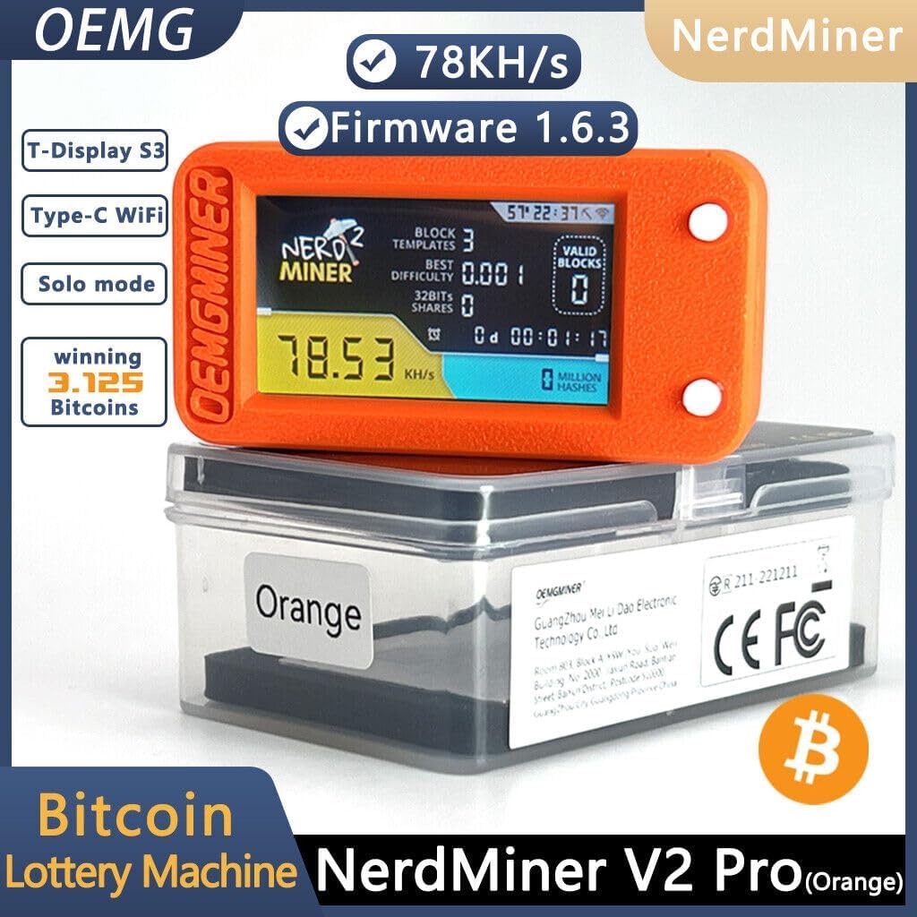 Lucky Miner Bitcoin Merch NerdMiner 2 - USB Bitcoin Solo Miner With Large  Screen & WiFi (Educational Tool) Bitcoin Miner For Beginners