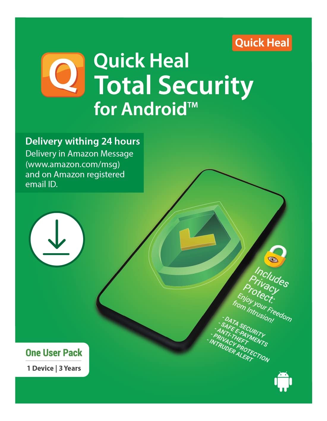 Quick Heal Total Security Latest Version for Android - 1 Device, 3 Years Email Delivery In 1 Hour- No Cd