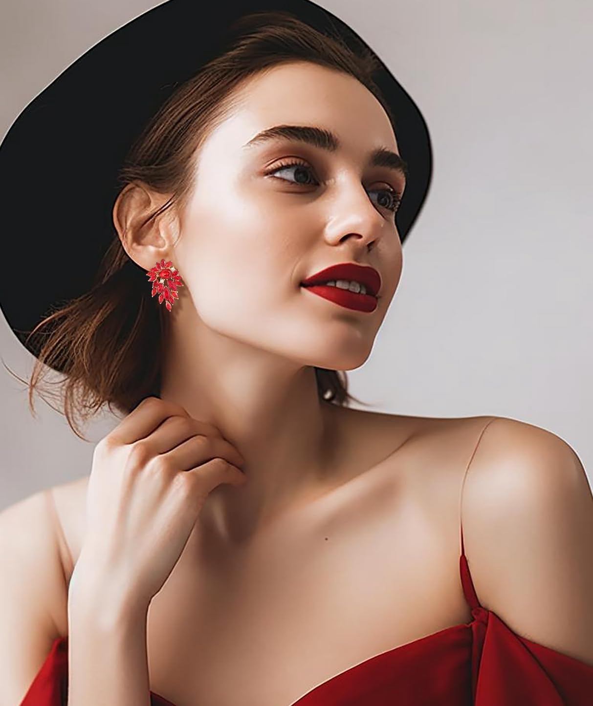 Marquise Sparkly Rhinestone Statement Drop Earrings for Women Vintage Crystal Cluster Earrings for Wedding Jewelry Gift - Image 8