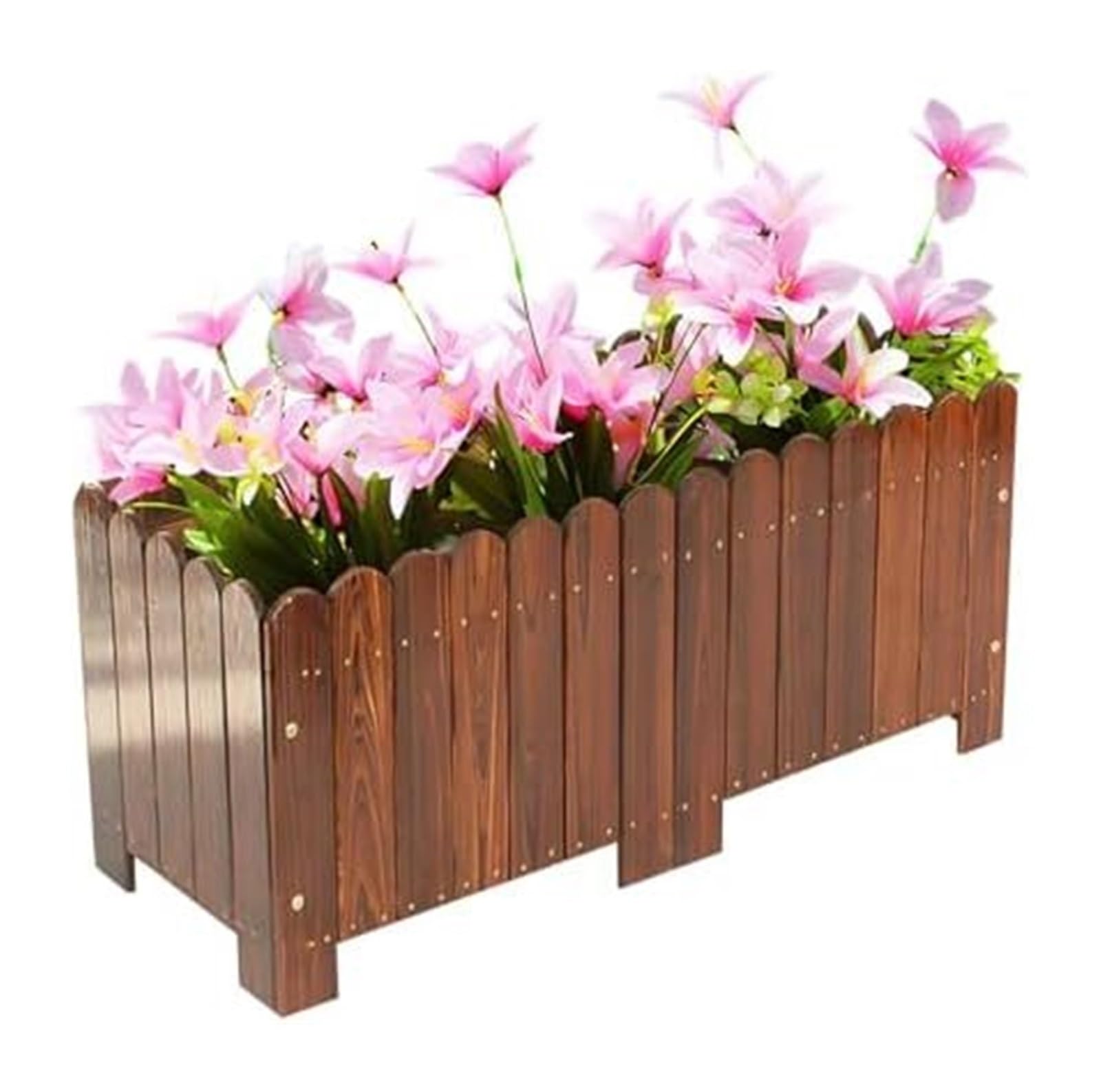 HIFRQVVC Outdoor Garden Planter Box, Raised Garden Bed Planter Box Wooden Outdoor Vegetables Herbs Flowers Brown Multiple Sizes(60x30x30cm)