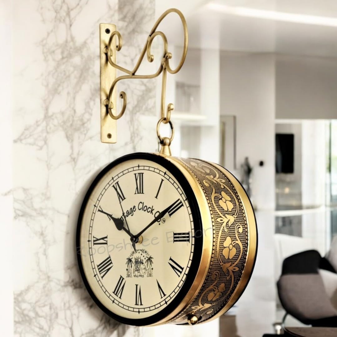 Vintage Clock Handcrafted Double Side Wall Clock 1 Year Warranty / 6509-8-RR