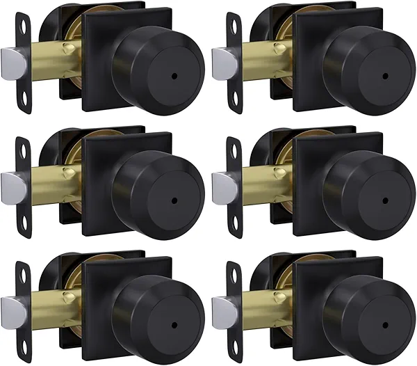 Haidms 6 Pack Black Door Knobs Interior, Privacy Interior Door Knob for Bedroom or Bathroom, Matte Black Door Knobs