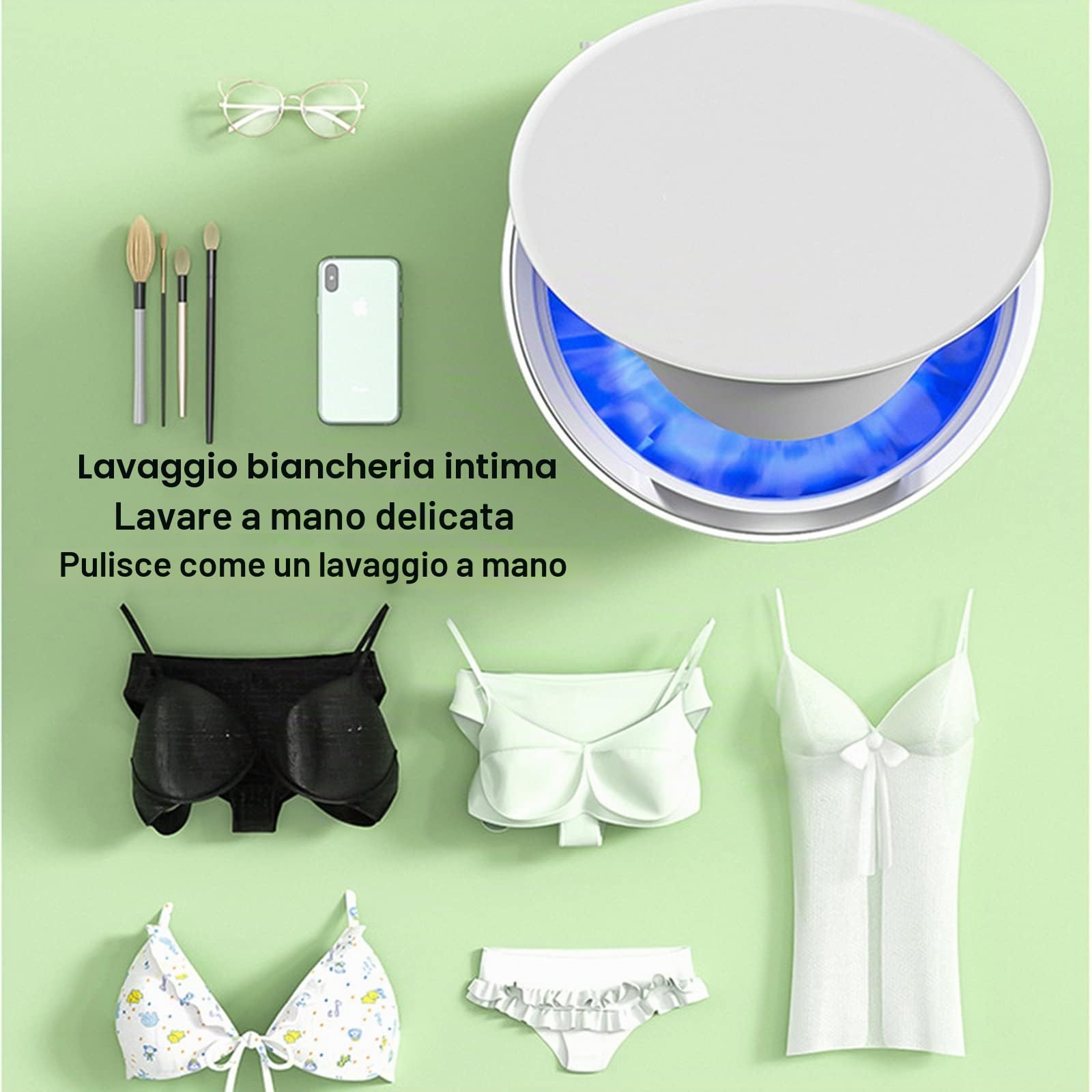 Lavatrice Portatile, Mini Lavatrice da Campeggio Completamente Automatica, Che Rilascia Una Micro-Lavatrice Domestica Antibatterica Blu-Ray da 4 kg per Auto