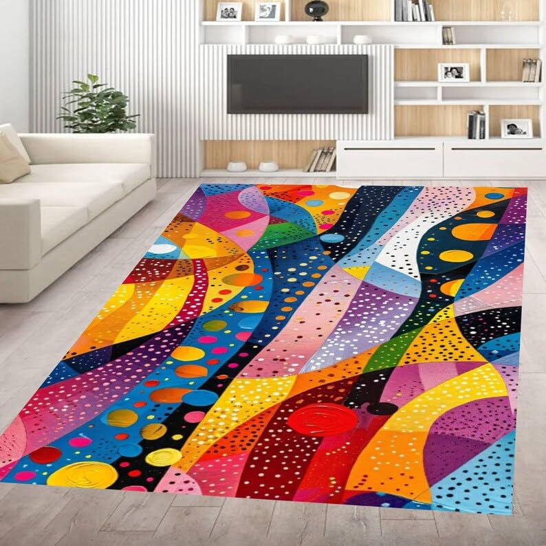 Carpette art moderne en faux cachemire doux au fini contemporain