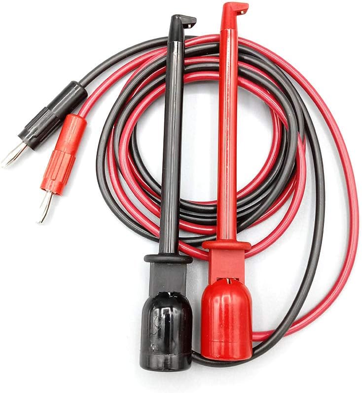 E-Z-HOOK Multimeter Test Lead - Insulation-Piercing Macro-Hook to Standard Banana Plug (4mm) (18 AWG PVC - 36" Long) - Set of 2: Red, Black (BXJL-36R/B)