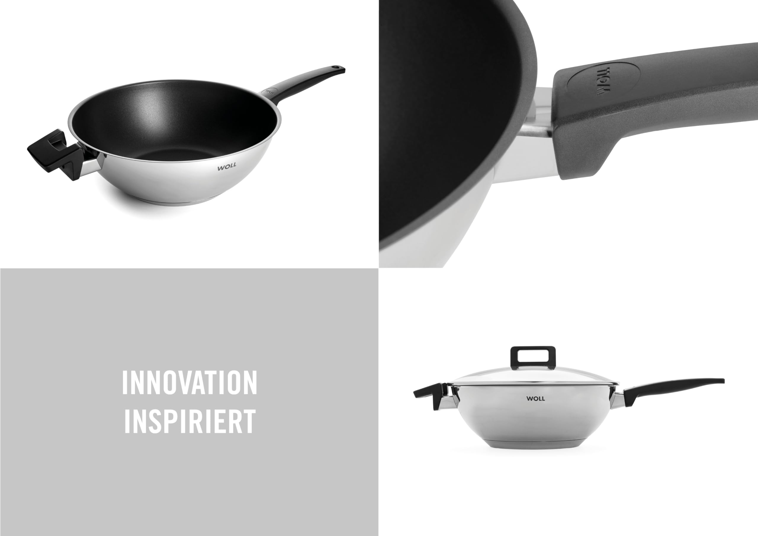 Woll Concept Wok- und Rührpfanne - Induktiv -, Ø 30 cm, 10 cm hoch, Geeignet für alle Herdarten, Edelstahl, backofenfest bis zu 200°, silber, mit Antihaftversieglung